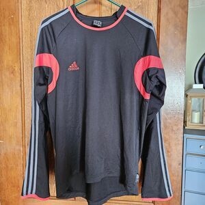 Y2K Adidas Black Red White Football Jersey Soccer Track Top Size Mens L